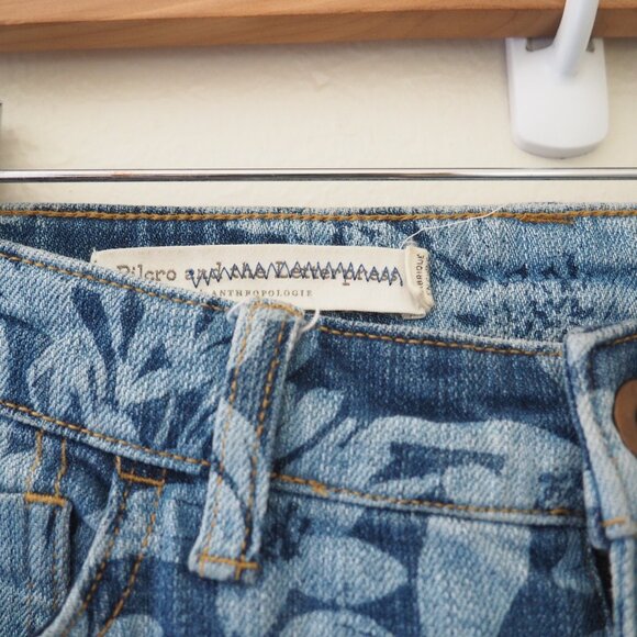 Anthropologie Pilcro & The Letterpress Blue Floral Boyfriend Slim Denim Jean - Picture 4 of 7